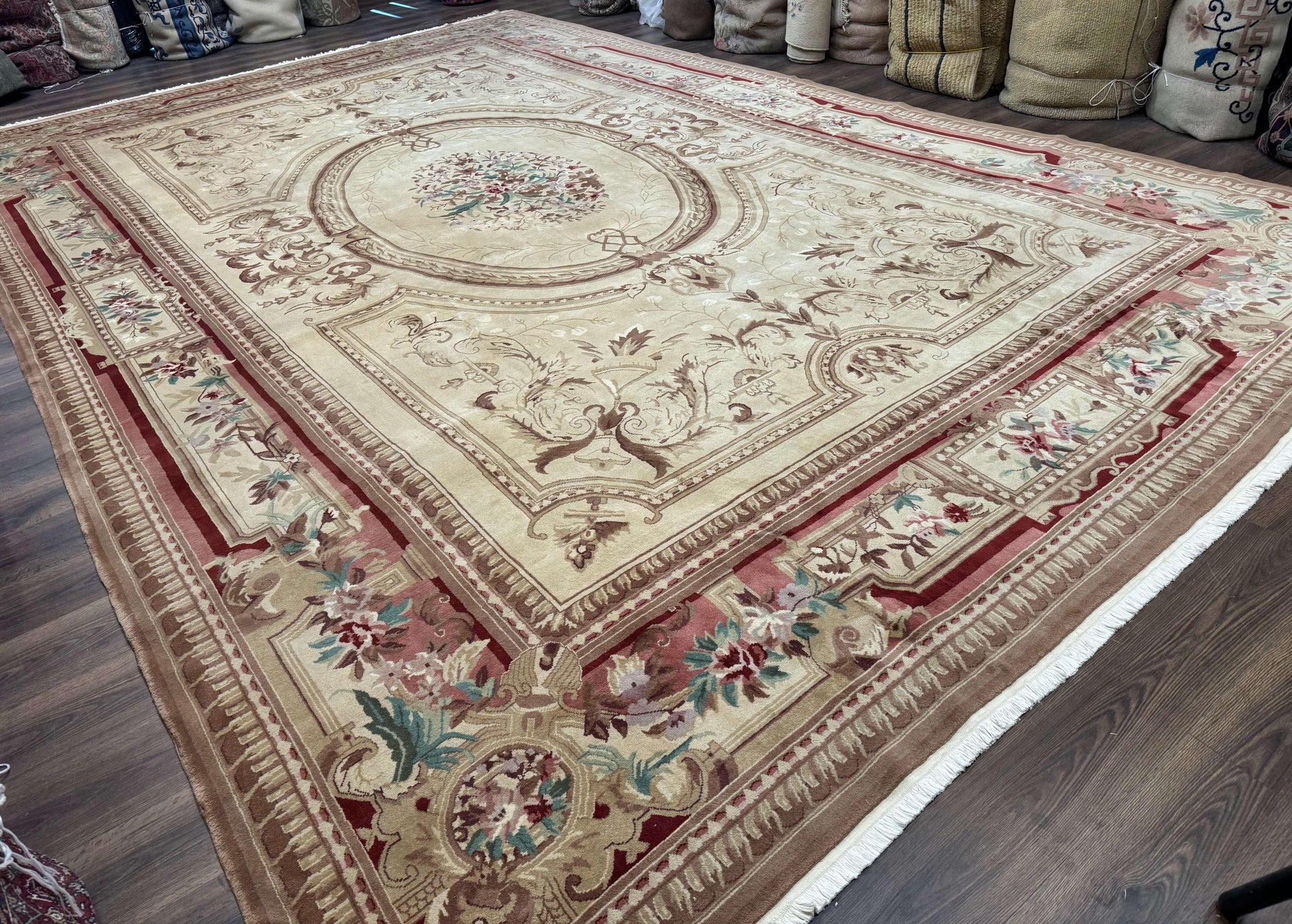 Palace Size Aubusson Rug 12x18, Extra Large, French European Carpet, Soft Wool Pile, Elegant - Nuvé