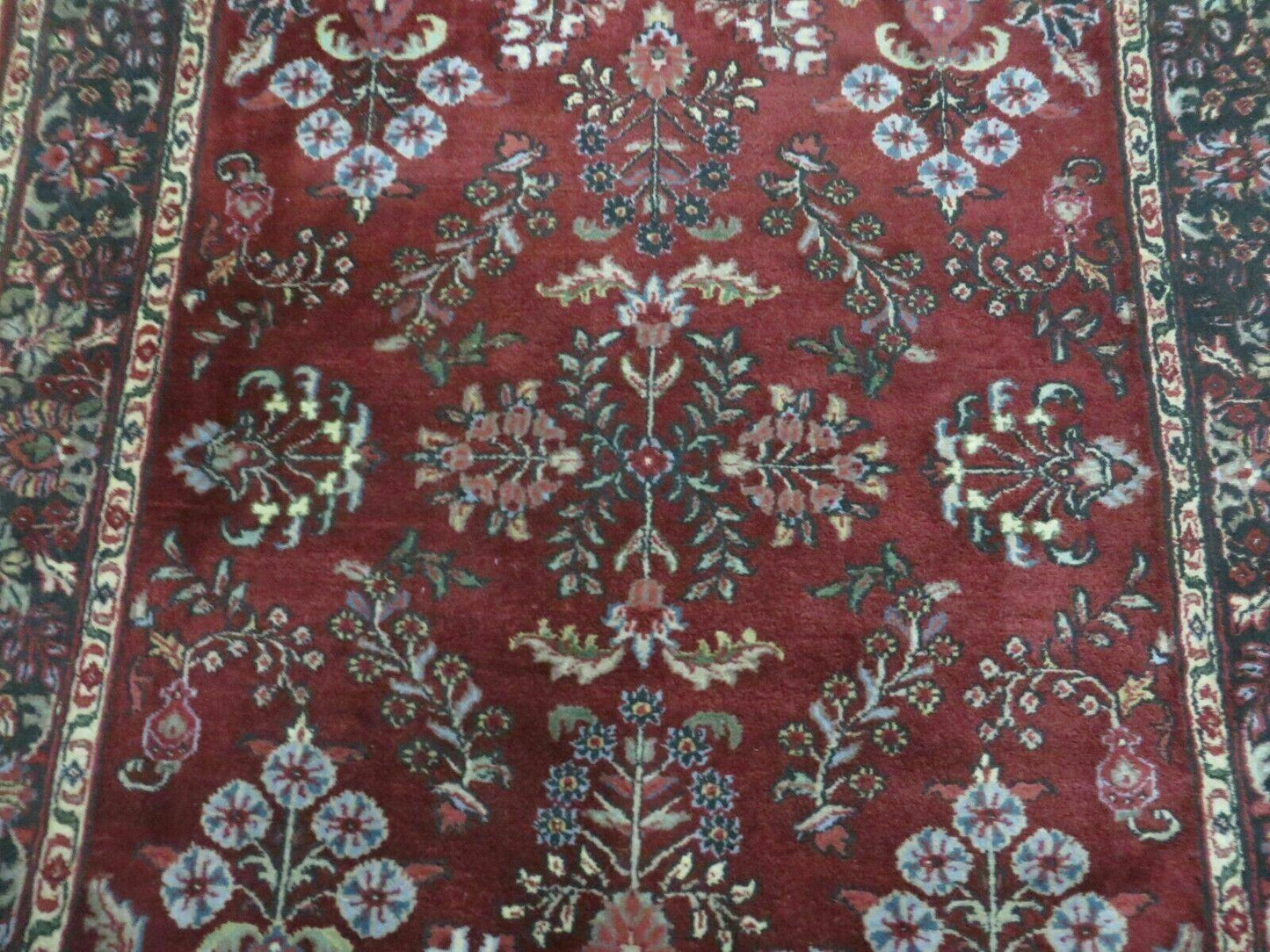 4' X 6' Vintage Handmade Fine India Jaipur Floral Oriental Wool Rug Red Nice - Nuvé