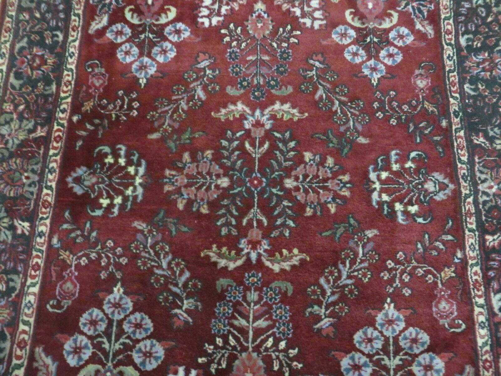 4' X 6' Vintage Handmade Fine India Jaipur Floral Oriental Wool Rug Red Nice - Nuvé