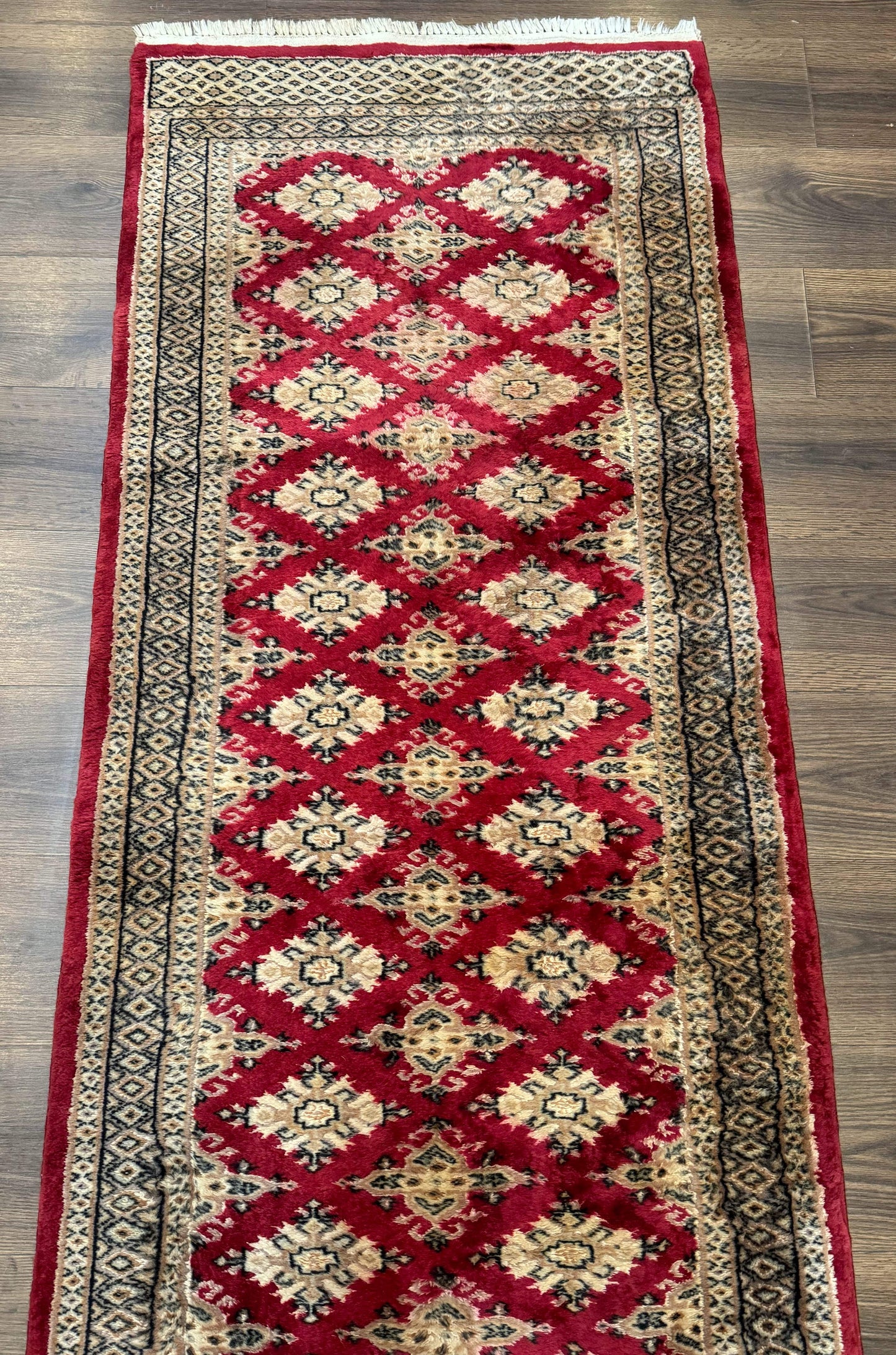 Pakistani Runner Rug 2.8 x 7.6, Red Turkoman Bokhara Runner - Nuvé