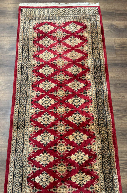 Pakistani Runner Rug 2.8 x 7.6, Red Turkoman Bokhara Runner - Nuvé