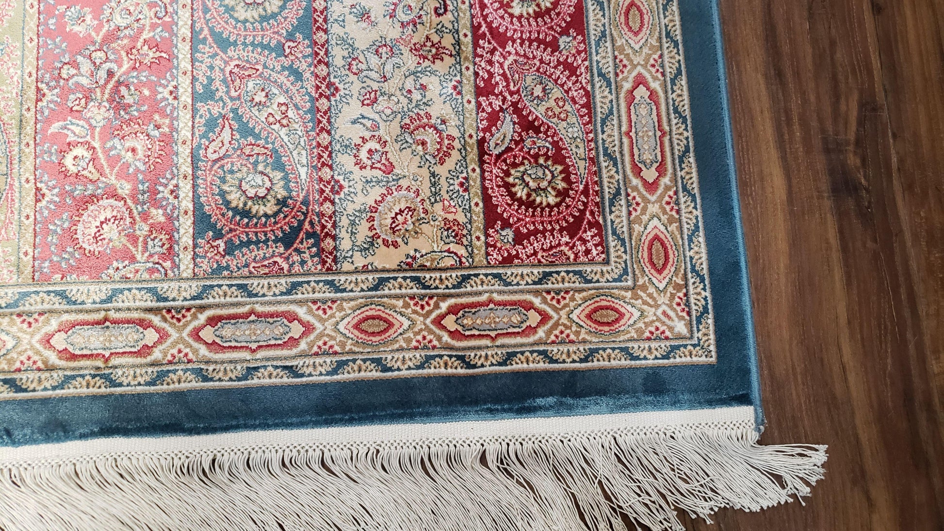 Paisley Pattern Silk Rug, Boteh Design, All Silk Accent Rug, Oriental Carpet, Very Detailed, 2' 8" x 4' 1", New, Bamboo Silk - Nuvé