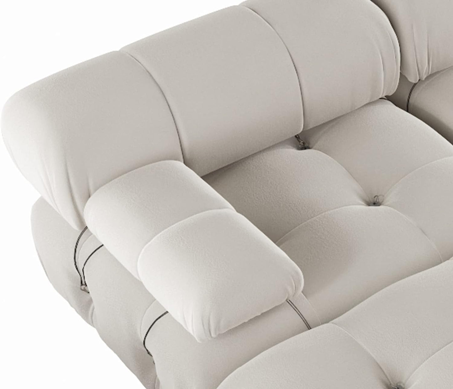 Nuvé® Takumi Velvet Modular Bouclé Cloud Sofa - Beige - 3 Seater Sofa - Nuvé