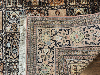 Indian Kashmiri Silk Rug 4x6, Panel Design, Multicolor, Fine - Nuvé