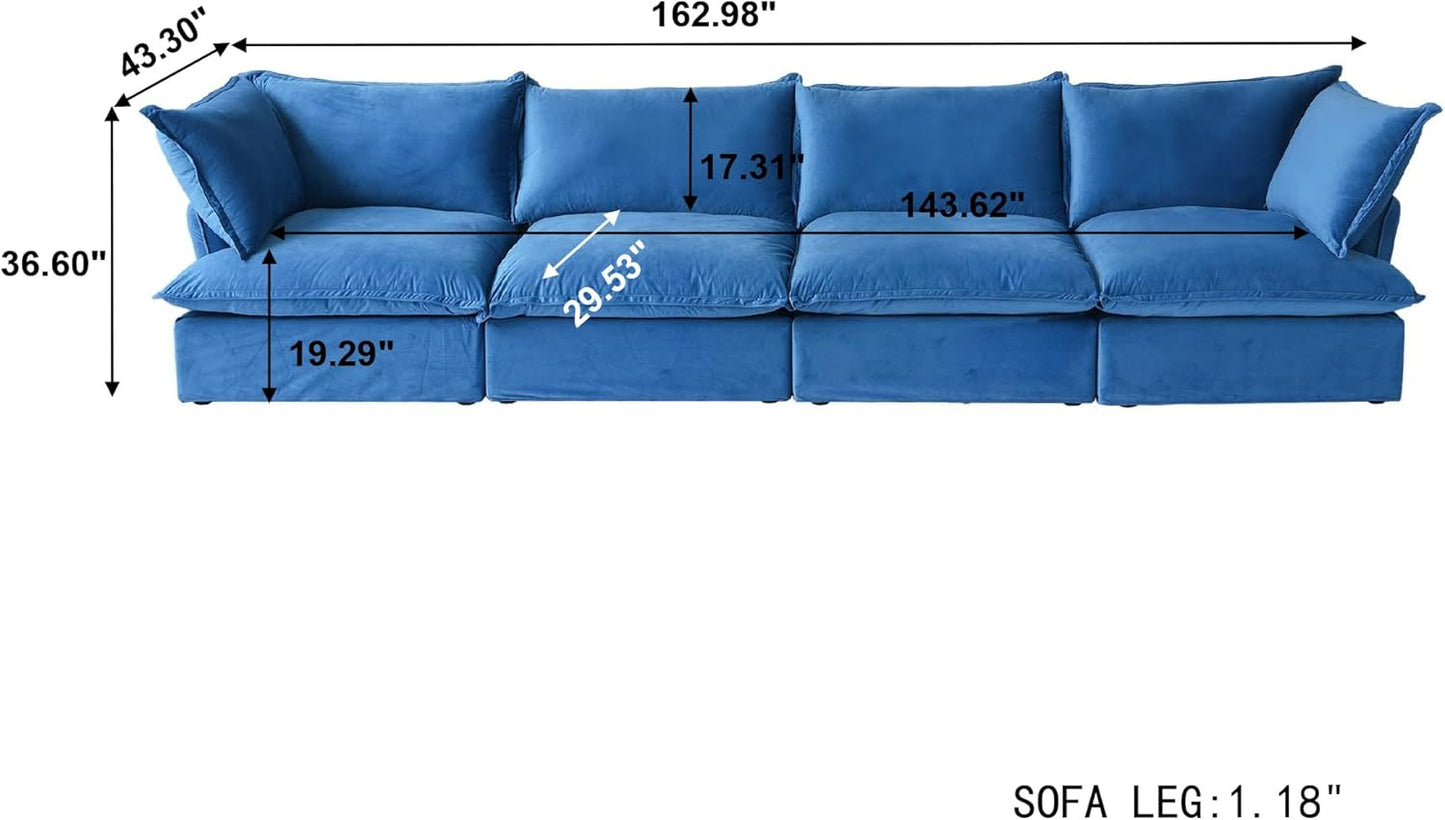 Sabi Modular Boucle Cloud Sofa - Blue - 4-Seater Sofa - Nuvé