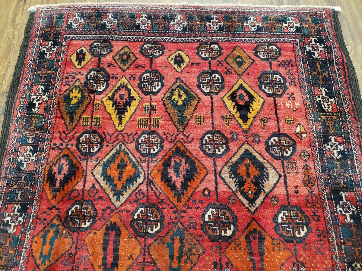 4 x 8 Handmade Baluch Afghan Turkoman Tribal Wool Rug Organic Dyes 8x4 Carpet