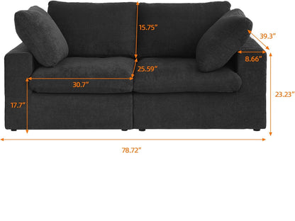 Nuvé® Solace Modular Bouclé Cloud Sofa - Obsidian Black - 2-Seater Sofa - Nuvé