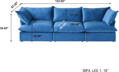 Sabi Modular Boucle Cloud Sofa - Blue - 3-Seater Sofa - Nuvé