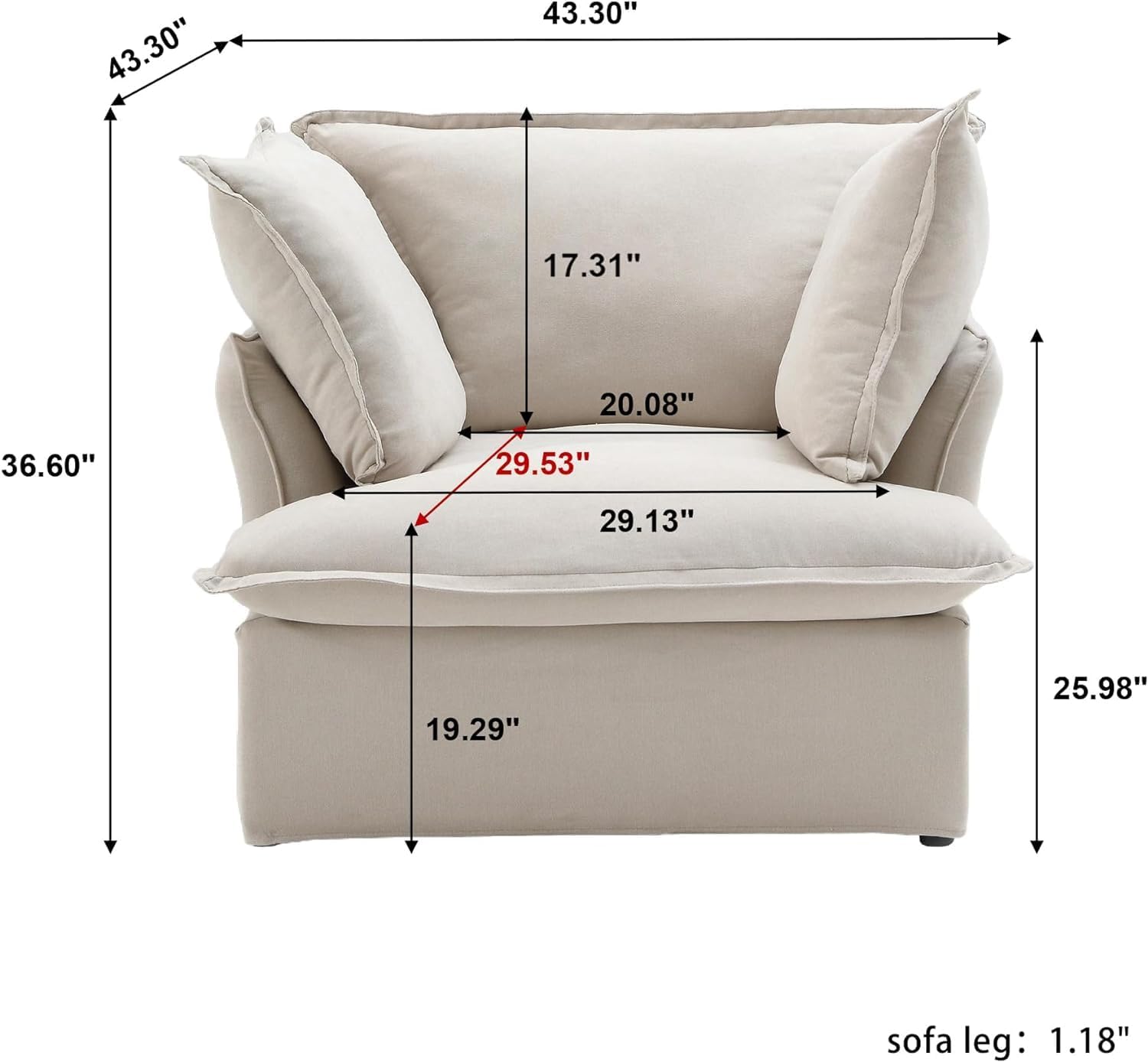 Sabi Modular Boucle Cloud Sofa- Beige - Single Seater Sofa - Nuvé