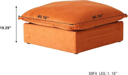 Sabi Modular Boucle Cloud Sofa- Orange - Single Seater Sofa with Ottoman - Nuvé