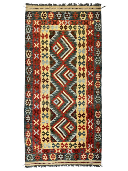 Afghani Maimana Kilim Wide Runner Rug 3’3” x 6’8” - Nuvé