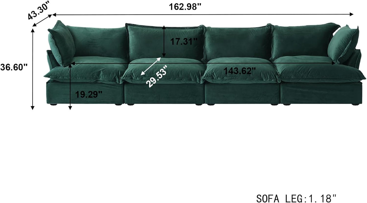 Sabi Modular Boucle Cloud Sofa - Green - 4-Seater Sofa - Nuvé