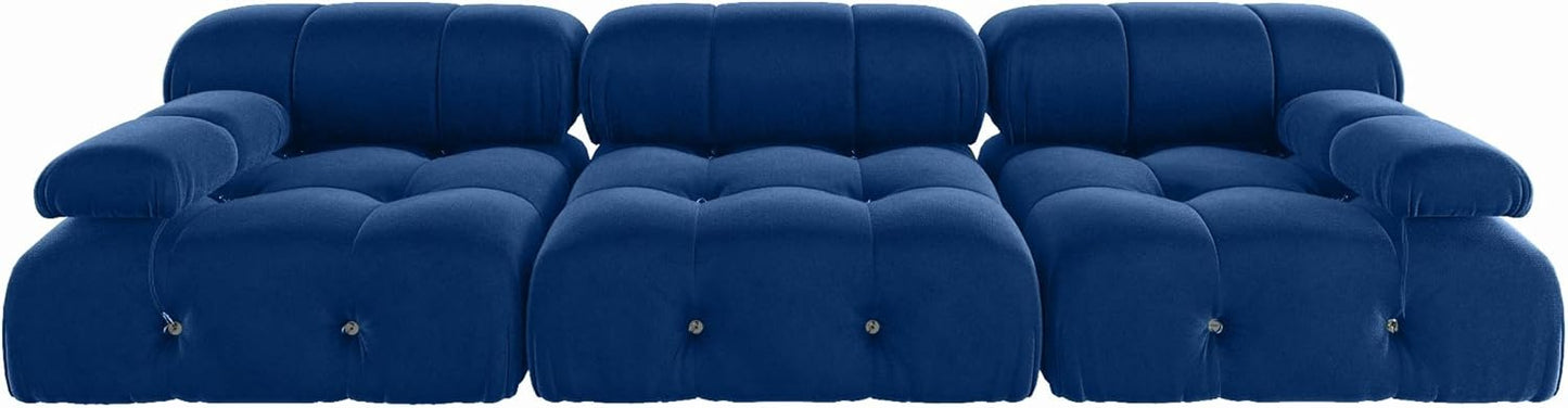 Nuvé® Takumi Velvet Modular Bouclé Cloud Sofa - Blue - 3 Seater Sofa - Nuvé