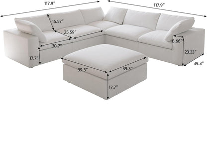 Nuvé® Solace Modular Bouclé Cloud Sofa - Snow White - 5-Seater Corner + Ottoman - Nuvé