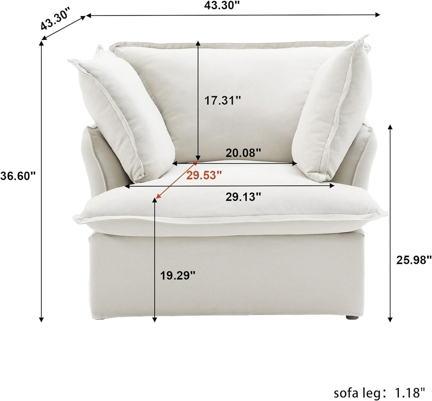 Sabi Modular Boucle Cloud Sofa - Snow White - Single Seater Sofa - Nuvé