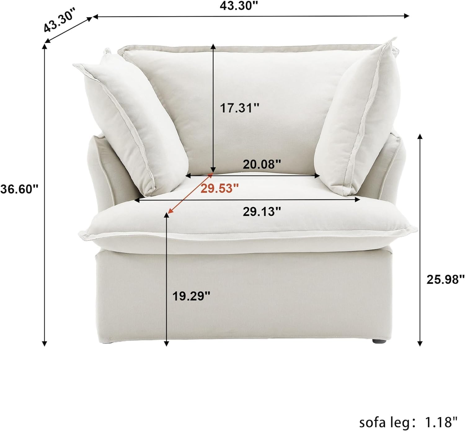 Sabi Modular Boucle Cloud Sofa - Snow White - Single Seater Sofa - Nuvé