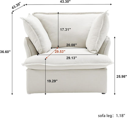 Sabi Modular Boucle Cloud Sofa - Snow White - Single Seater Sofa - Nuvé