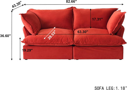 Sabi Modular Boucle Cloud Sofa - Red - 2-Seater Sofa - Nuvé