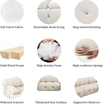 Nuvé® Takumi Velvet Modular Bouclé Cloud Sofa - Beige - Ottoman - Nuvé