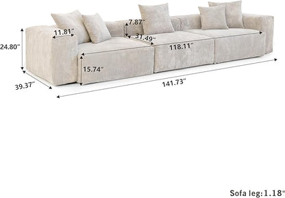 Kanso Corduroy Modular Bouclé Cloud Couch - Beige - 3-Seater Sofa - Nuvé