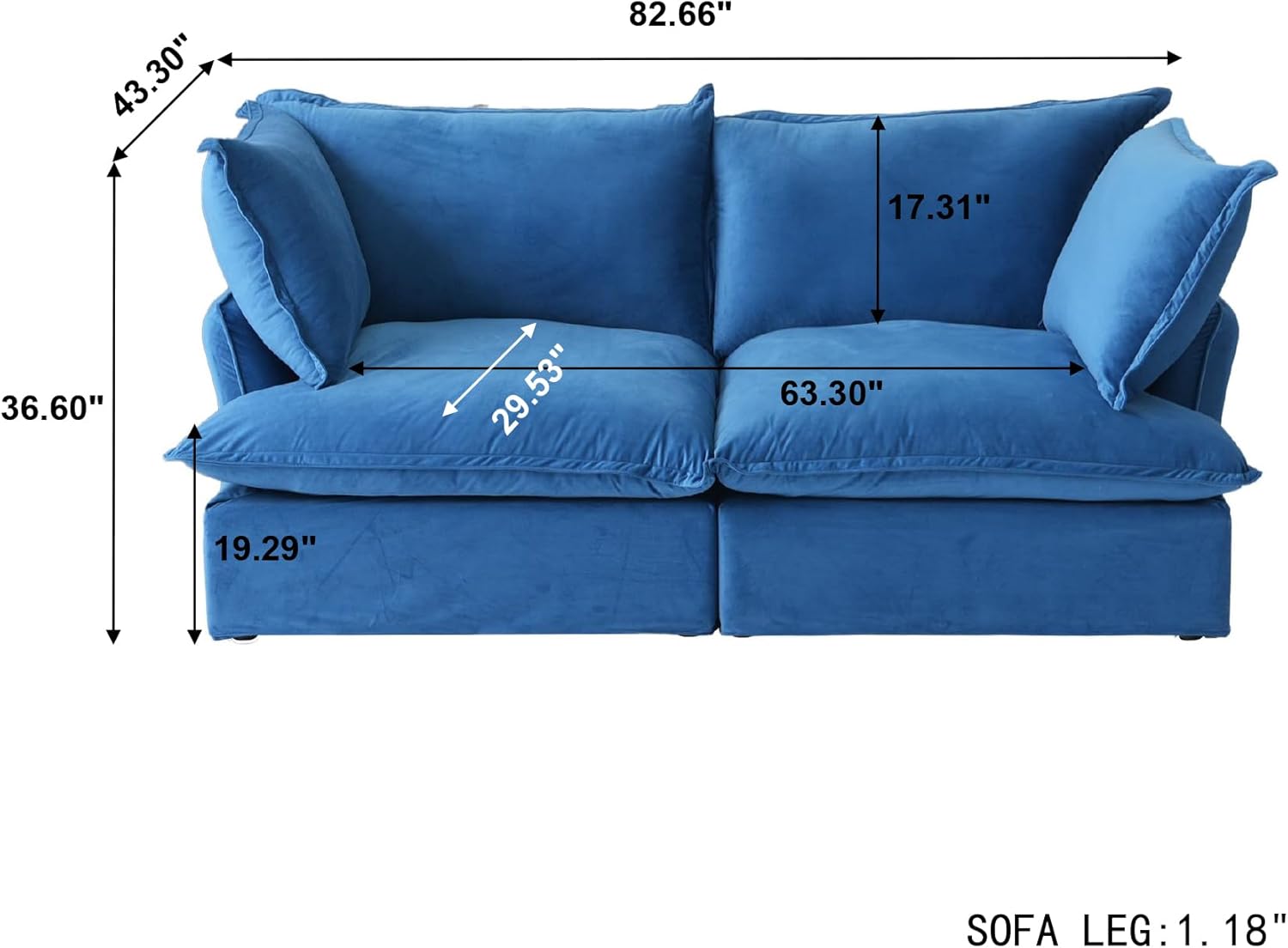 Sabi Modular Boucle Cloud Sofa - Blue - Single Seater Sofa - Nuvé