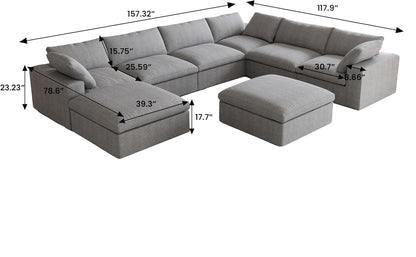 Nuvé® Solace Modular Bouclé Cloud Sofa - Space Grey - 7-Seater Corner Chaise - Nuvé