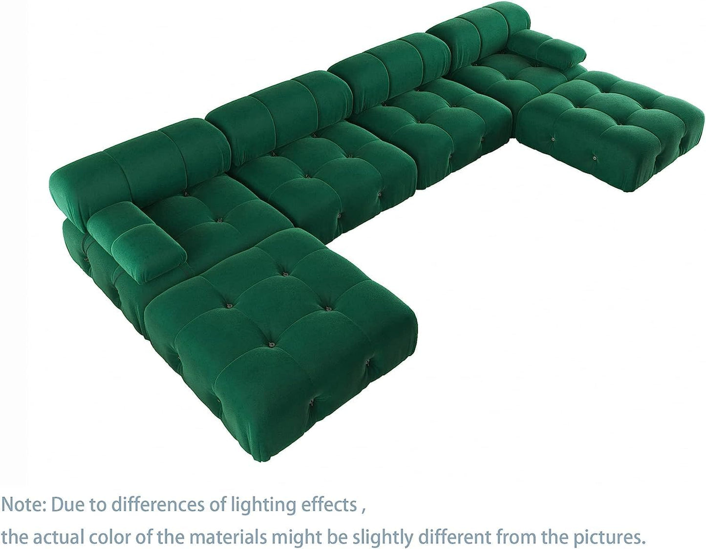 Nuvé® Takumi Velvet Modular Bouclé Cloud Sofa - Green - 3-Seater Sofa with 2 Ottoman - Nuvé