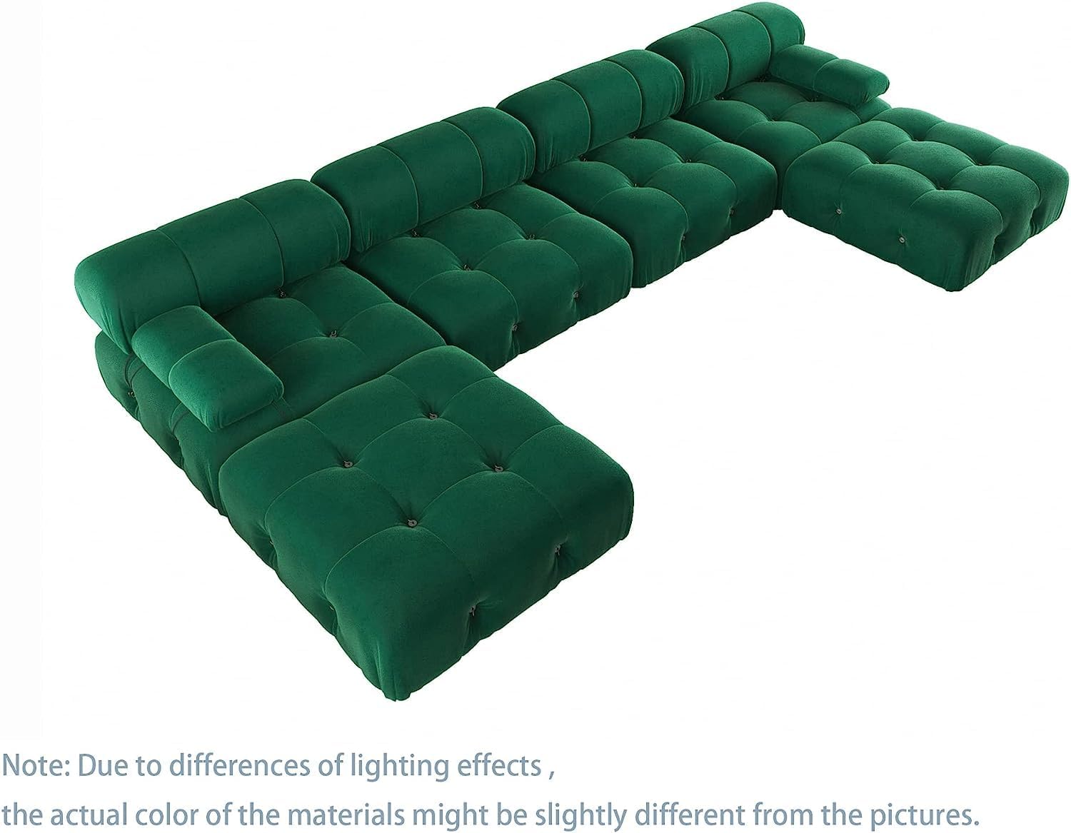 Nuvé® Takumi Velvet Modular Bouclé Cloud Sofa - Green - 3-Seater Sofa with 2 Ottoman - Nuvé