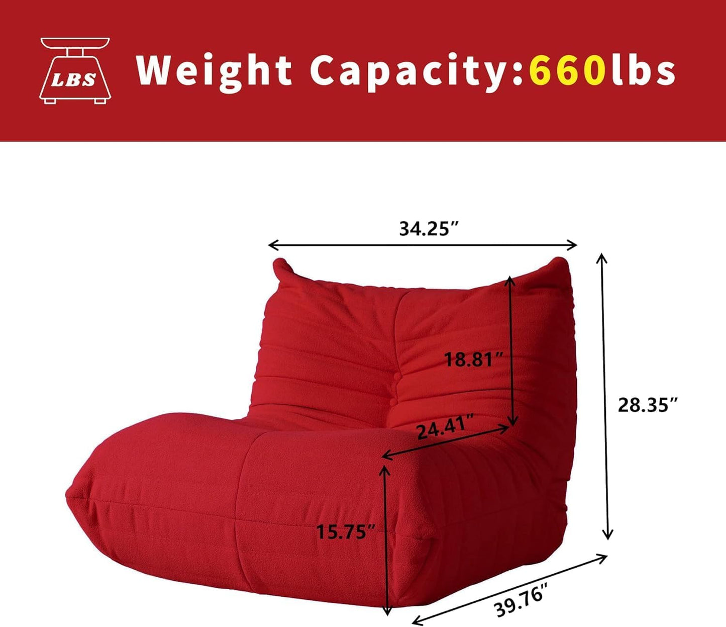 Muku Bouclé Chair - Red - Single Seater - Nuvé