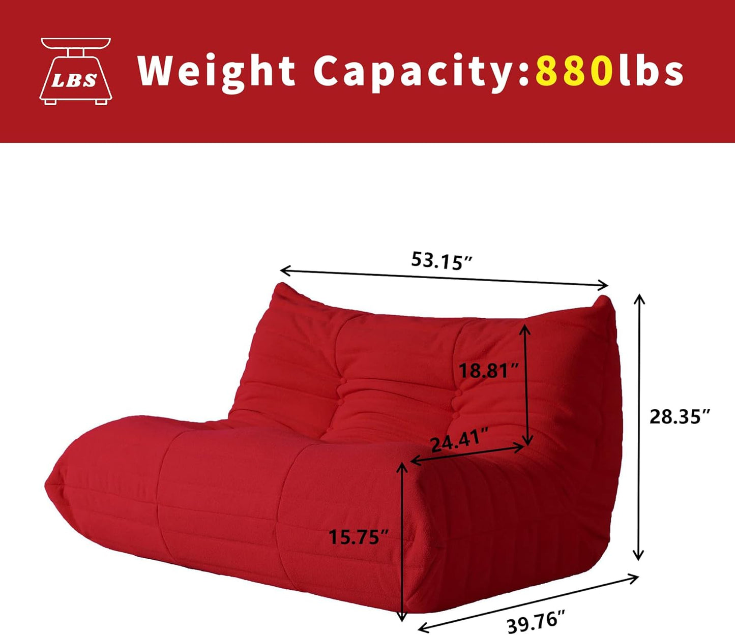 Muku Bouclé Chair - Red - 2 Seater - Nuvé