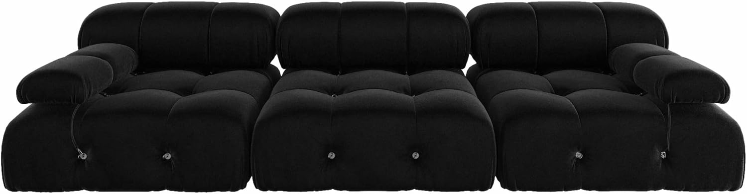 Nuvé® Takumi Velvet Modular Bouclé Cloud Sofa - Black - 3 Seater Sofa - Nuvé
