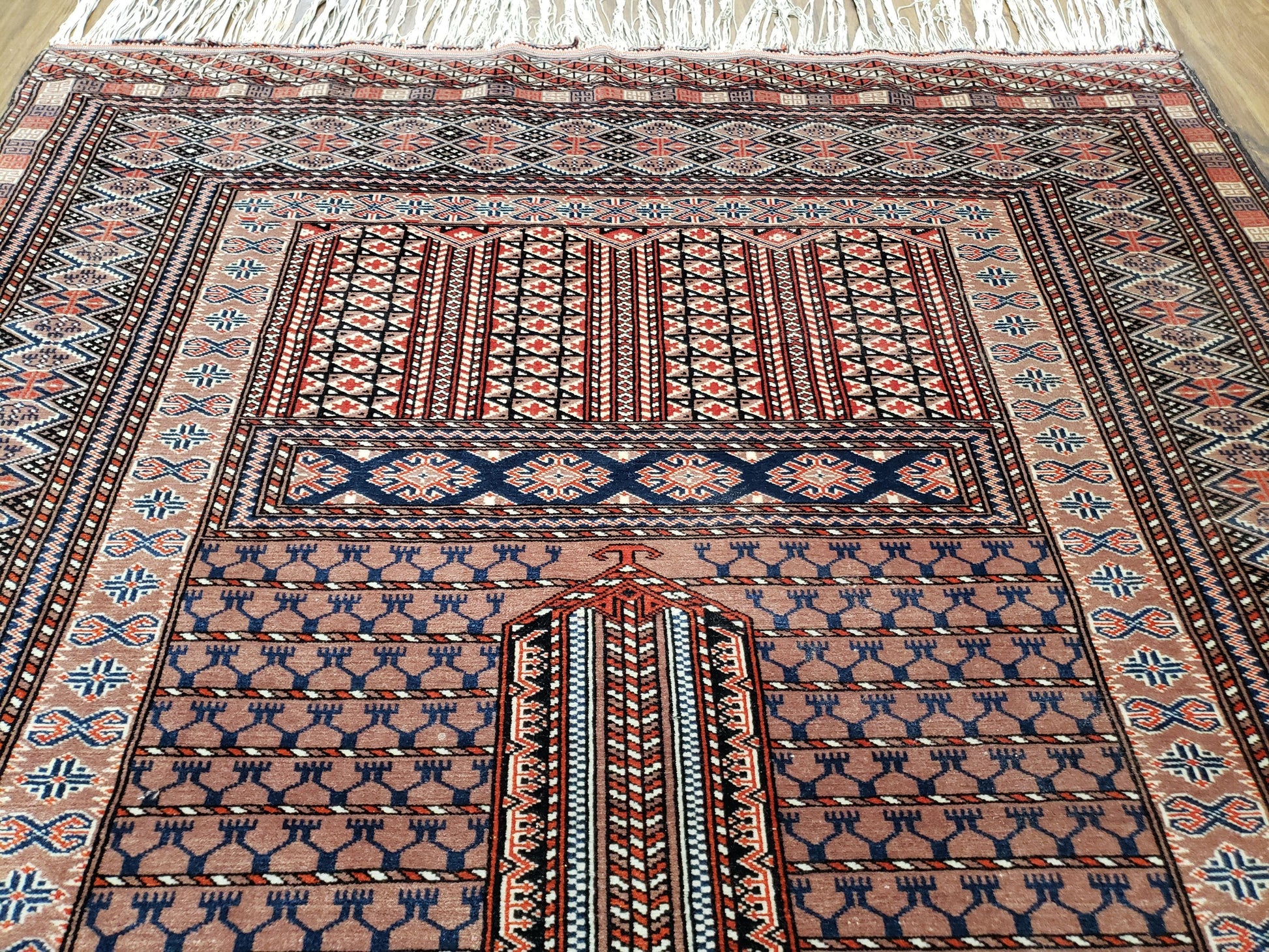 Vintage Turkoman Bokhara Rug 4x6, Four Seasons Pakistan Bukhara Turkmen Engsi Yamud Carpet, Fine Tribal Rug, Wool, Hand-Knotted, Brown, Nice - Nuvé