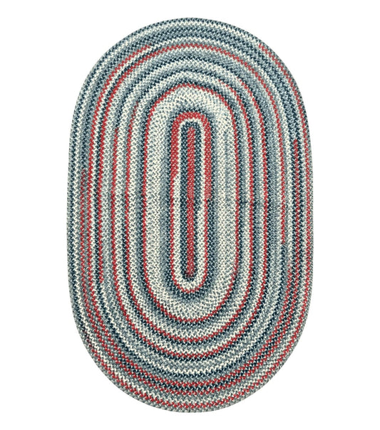American Oval Braided Rug 5x8, Vintage Multicolor Handmade Wool 5 x 8 Carpet