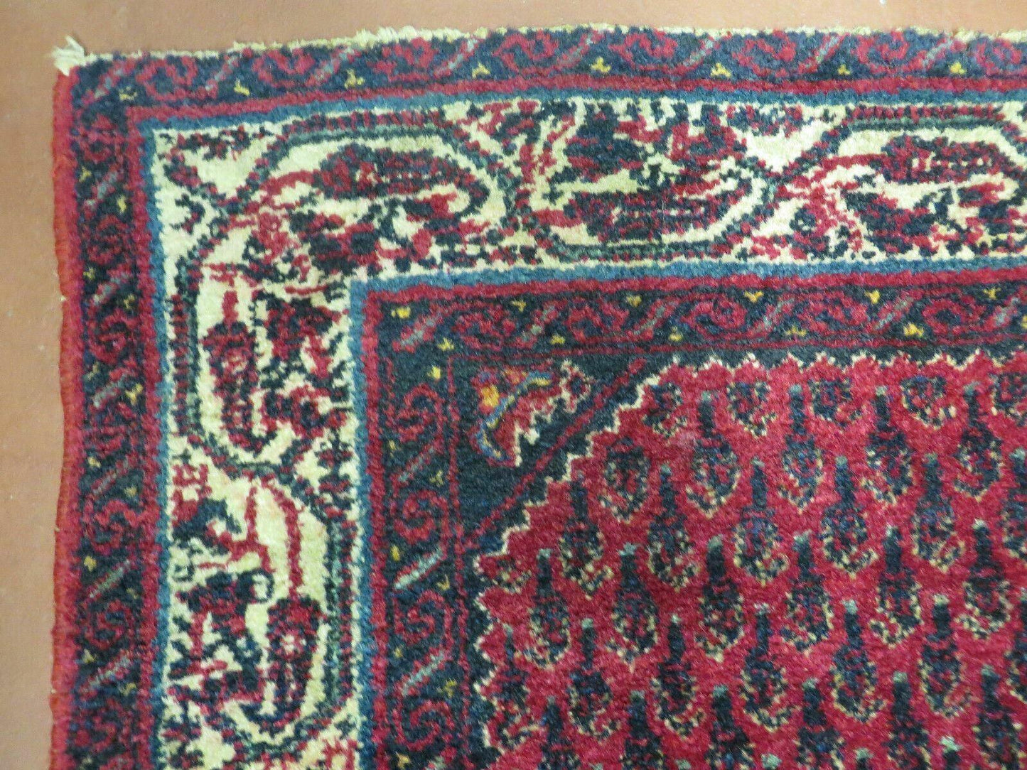 2.5' X 4' Vintage Handmade Indian Amritsar Wool Rug Paisley Design Red - Nuvé