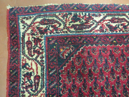 2.5' X 4' Vintage Handmade Indian Amritsar Wool Rug Paisley Design Red - Nuvé