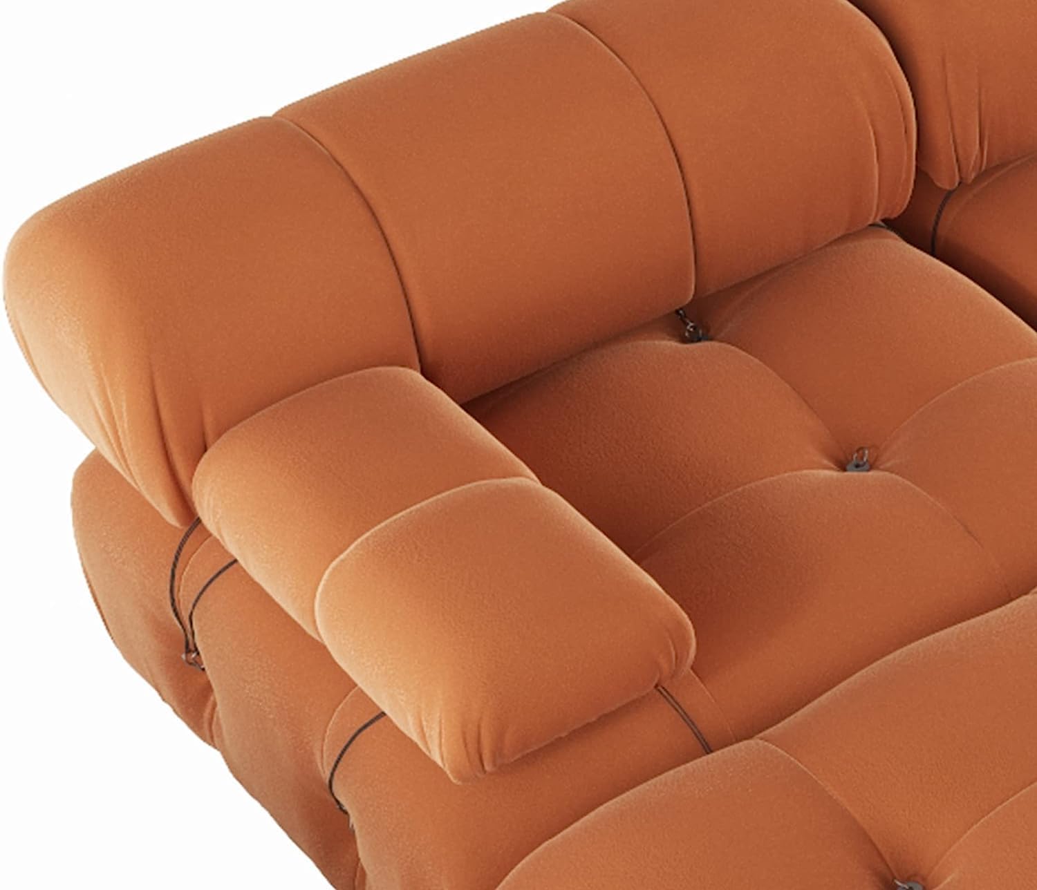 Nuvé® Takumi Velvet Modular Bouclé Cloud Sofa - Orange - 3-Seater Sofa with 2 Ottoman - Nuvé