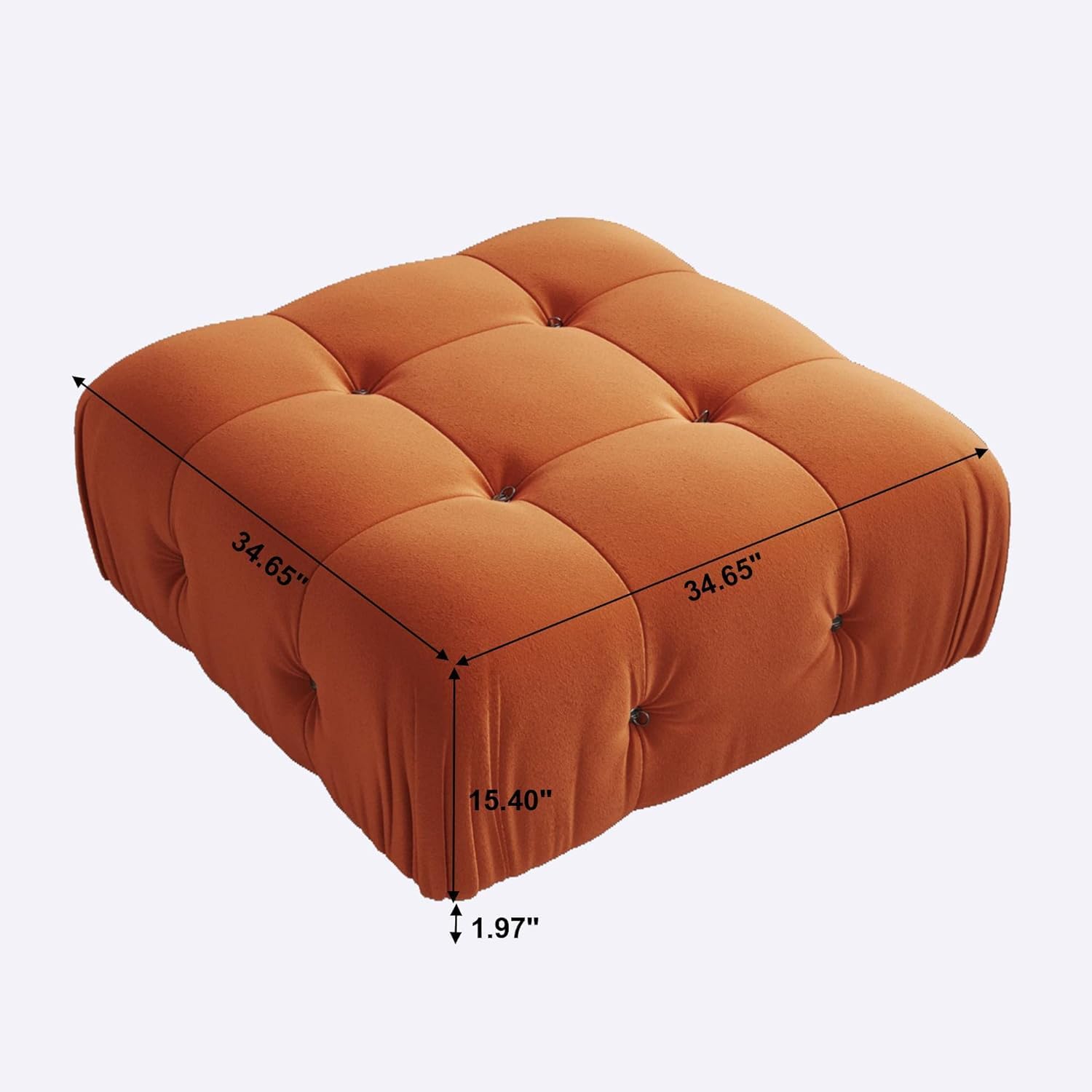 Nuvé® Takumi Velvet Modular Bouclé Cloud Sofa - Orange - Ottoman - Nuvé