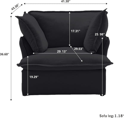 Sabi Modular Boucle Cloud Sofa - Obsidian Black - Single Seater Sofa - Nuvé