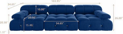 Nuvé® Takumi Velvet Modular Bouclé Cloud Sofa - Blue - 3 Seater Sofa - Nuvé