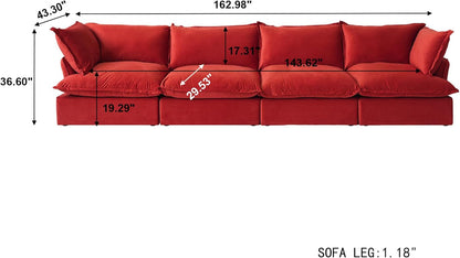 Sabi Modular Boucle Cloud Sofa- Red - 4-Seater Sofa - Nuvé