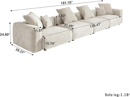 Kanso Corduroy Modular Bouclé Cloud Couch - Beige - 4-Seater Sofa - Nuvé