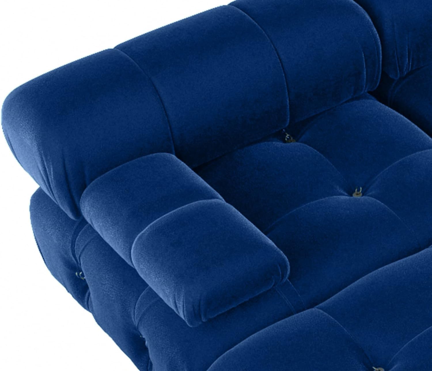 Nuvé® Takumi Velvet Modular Bouclé Cloud Sofa - Blue - 3-Seater Sofa with 1 Ottoman - Nuvé