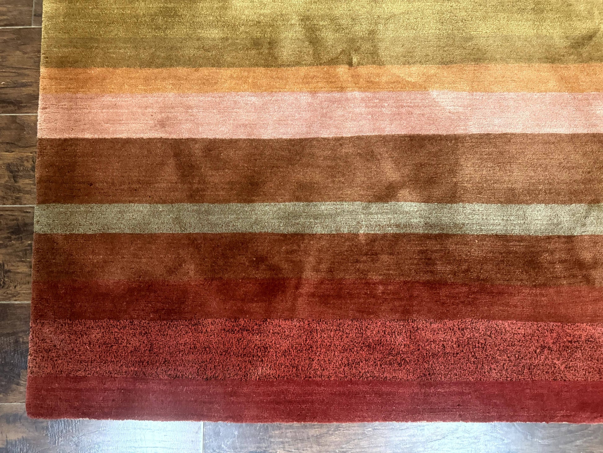 Modern Persian Gabbeh Rug 8x10, Multicolor Stripes, Soft Thick Wool Pile - Nuvé