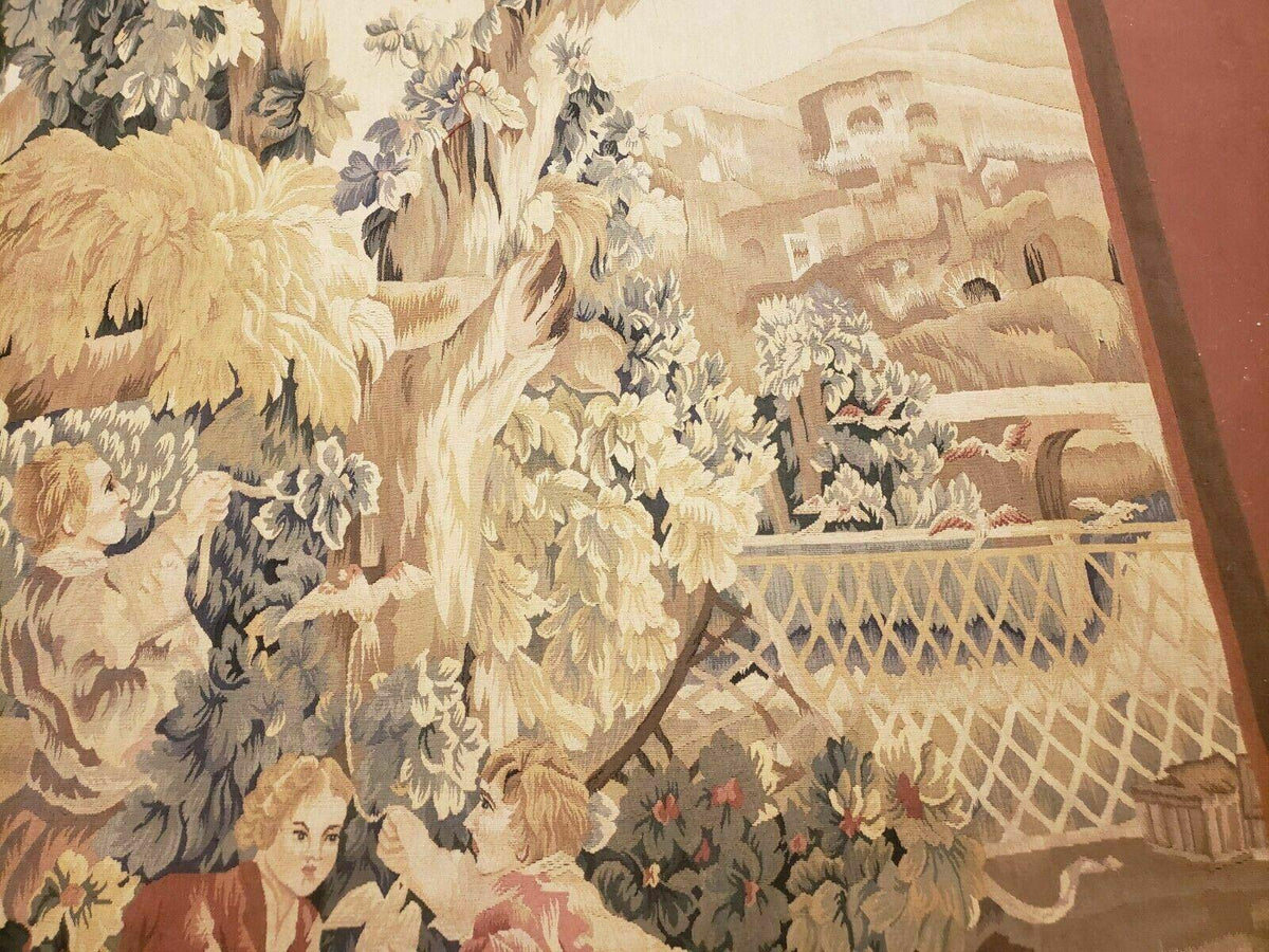 4' X 6' Tapestry French Design Handmade Aubusson Weave Nature One Of A Kind