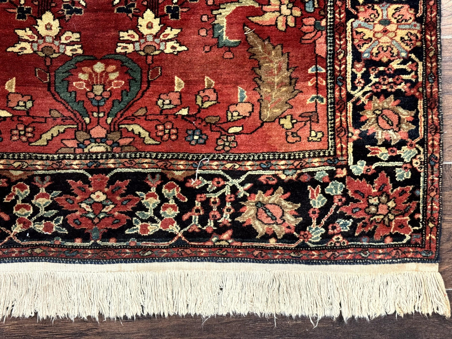 Antique Persian Farahan Sarouk Rug 3.6 x 5, Red, Floral, Traditional Rug, Fine 210 KPSI - Nuvé