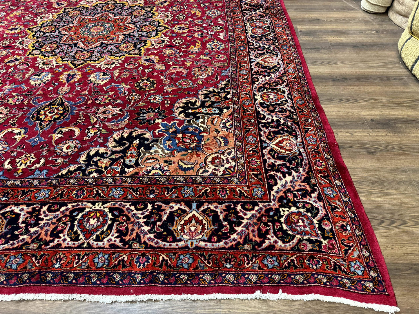 Red Persian Mashad Rug 10x13 - Floral Medallion Signed By Masterweaver - Nuvé