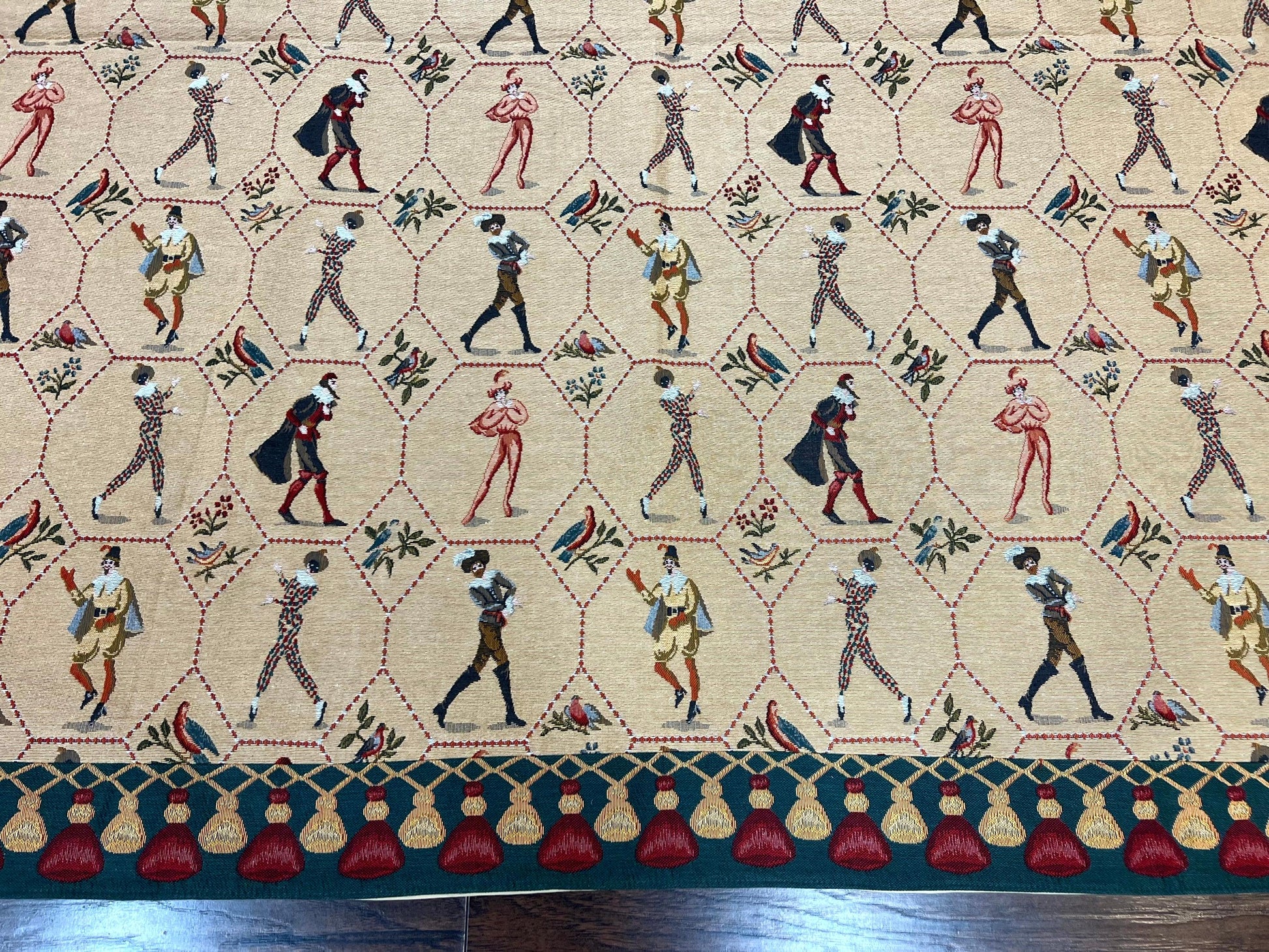 Square Tapestry 5x5, Wall Hanging, Human Pictorials, Court Jesters, Vintage - Nuvé