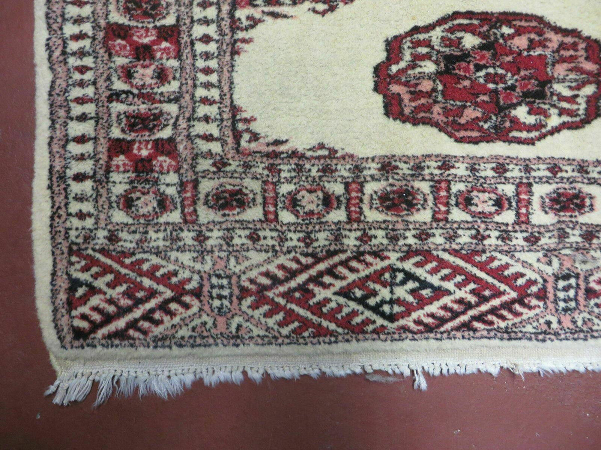 2' 7" x 7' Handmade Finely Knotted Pakistani Turkoman Bokhara Detailed Wool Rug