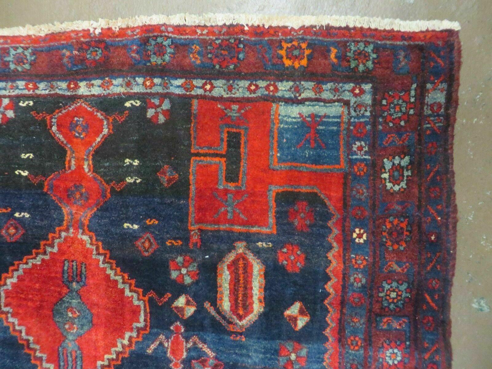 4' 6" X 8' 2" Antique Handmade India Tribal Geometric Wool Rug Red Blue # 129 - Nuvé