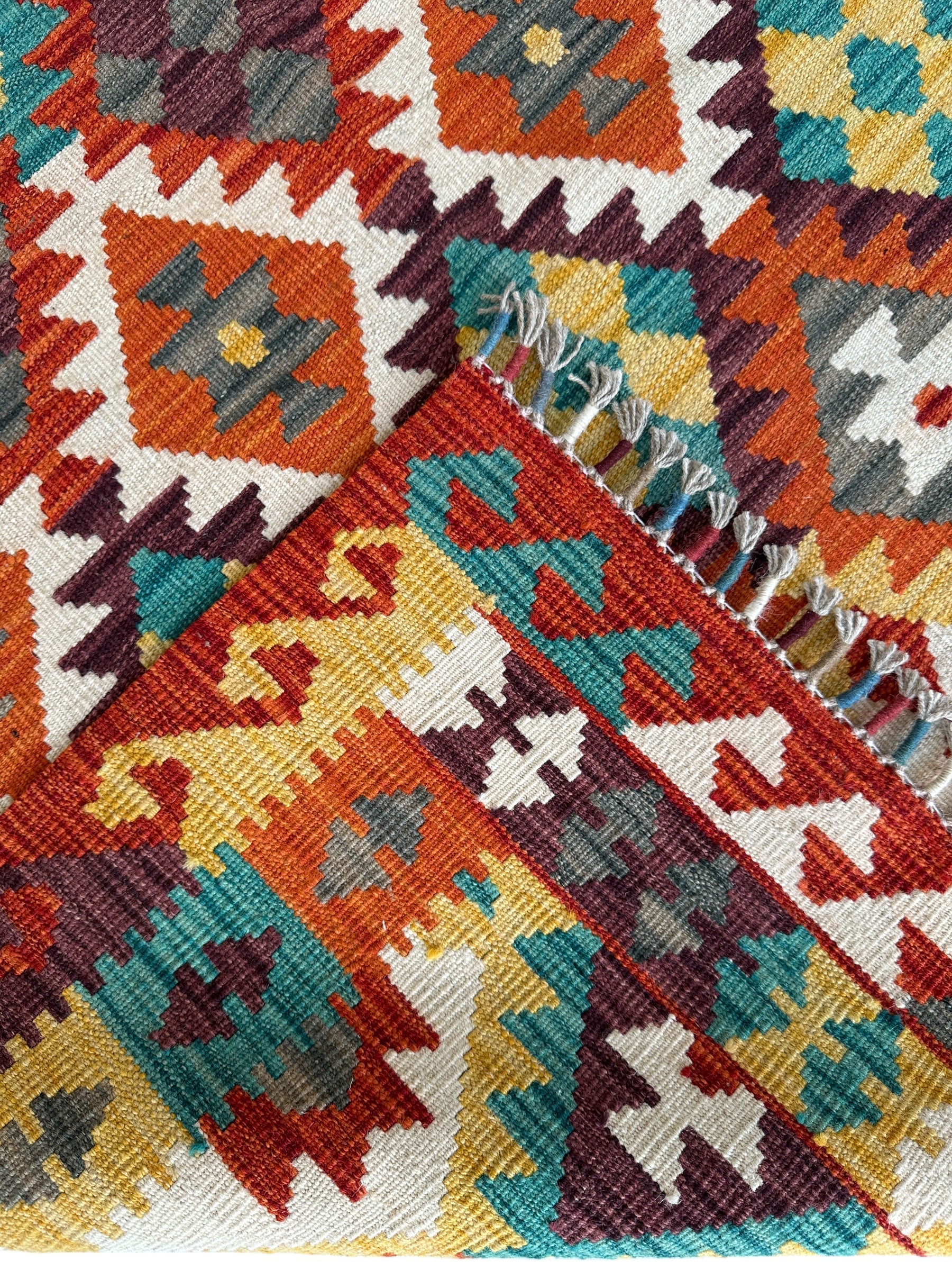 Afghani Maimana Kilim Wool Rug 4’3” x 6’7” - Nuvé